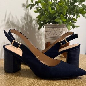 Ann Taylor Factory Navy Slingback Heels